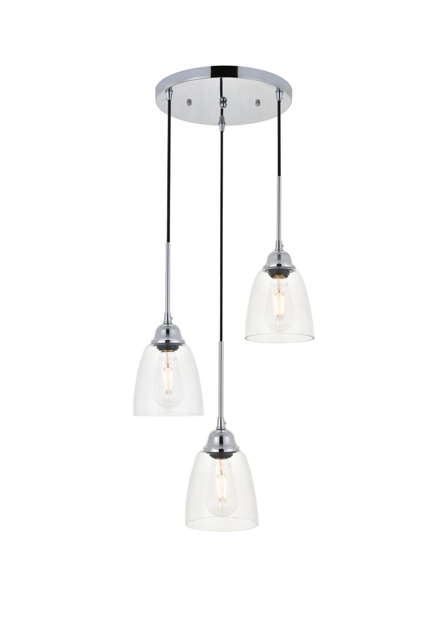 Living District LD4013D16C Felicity 3 light chrome Pendant