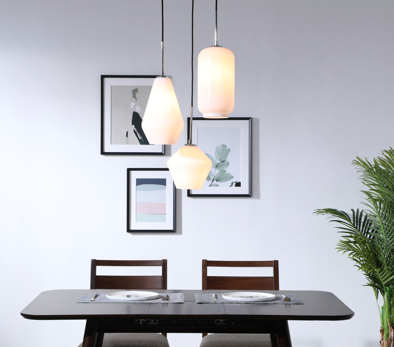 Living District LD2269C Gene 3 light Chrome and Frosted white glass pendant