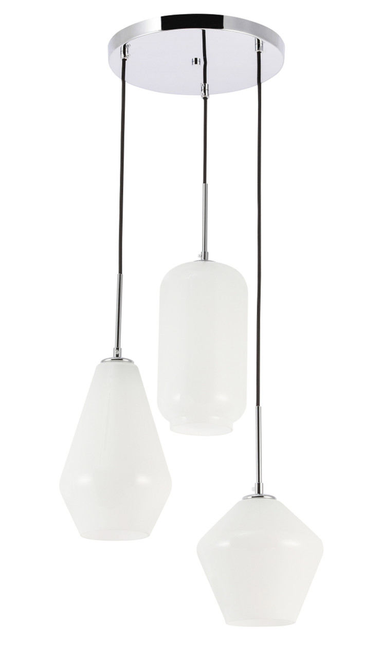 Living District LD2269C Gene 3 light Chrome and Frosted white glass pendant