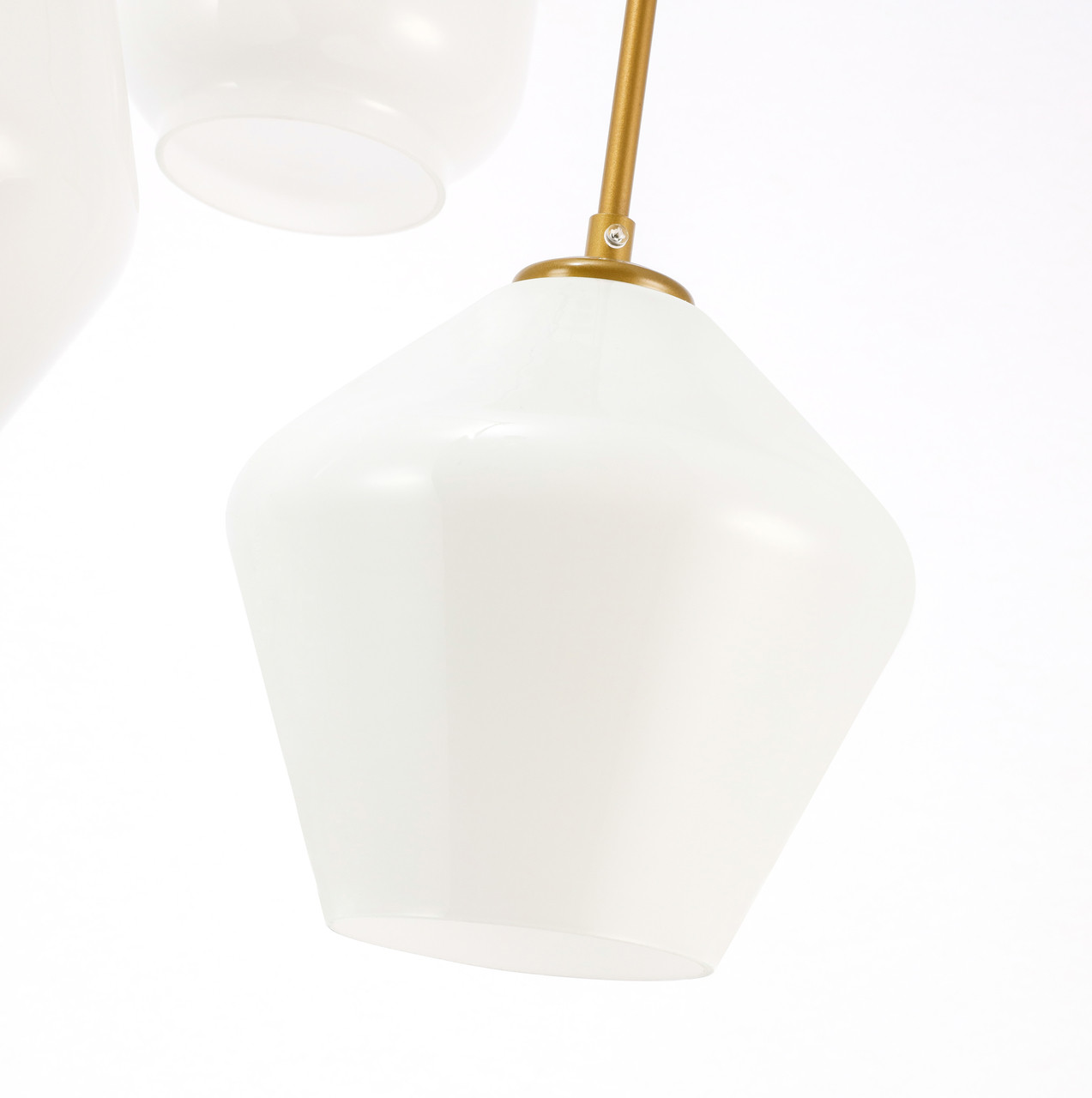 Living District LD2269BR Gene 3 light Brass and Frosted white glass pendant