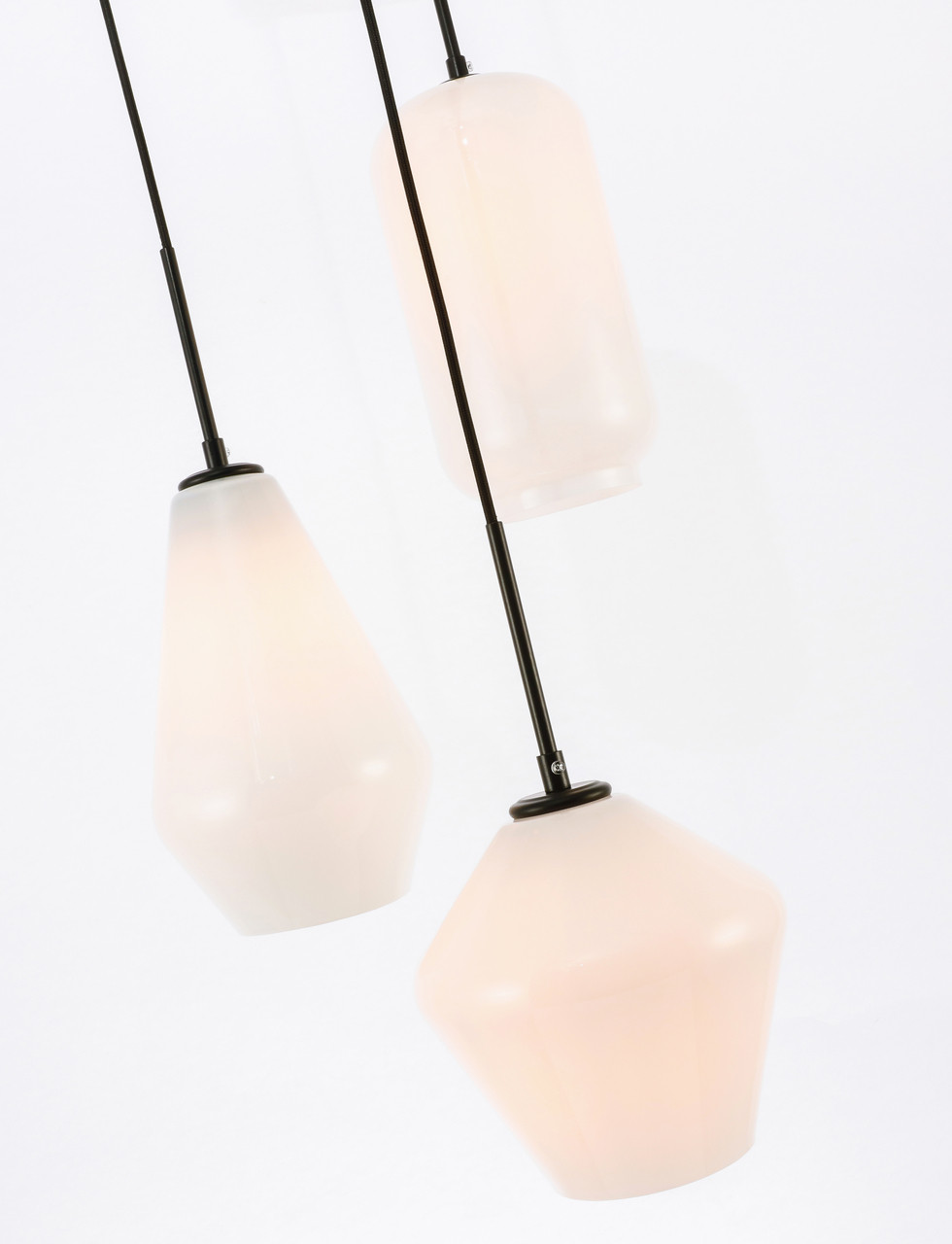 Living District LD2269BK Gene 3 light Black and Frosted white glass pendant