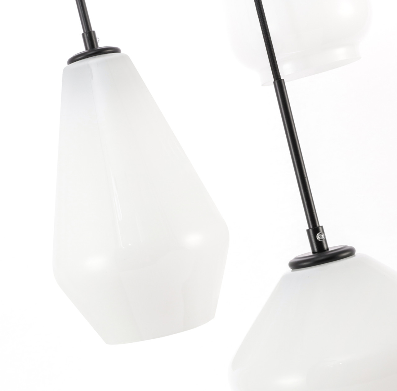 Living District LD2269BK Gene 3 light Black and Frosted white glass pendant