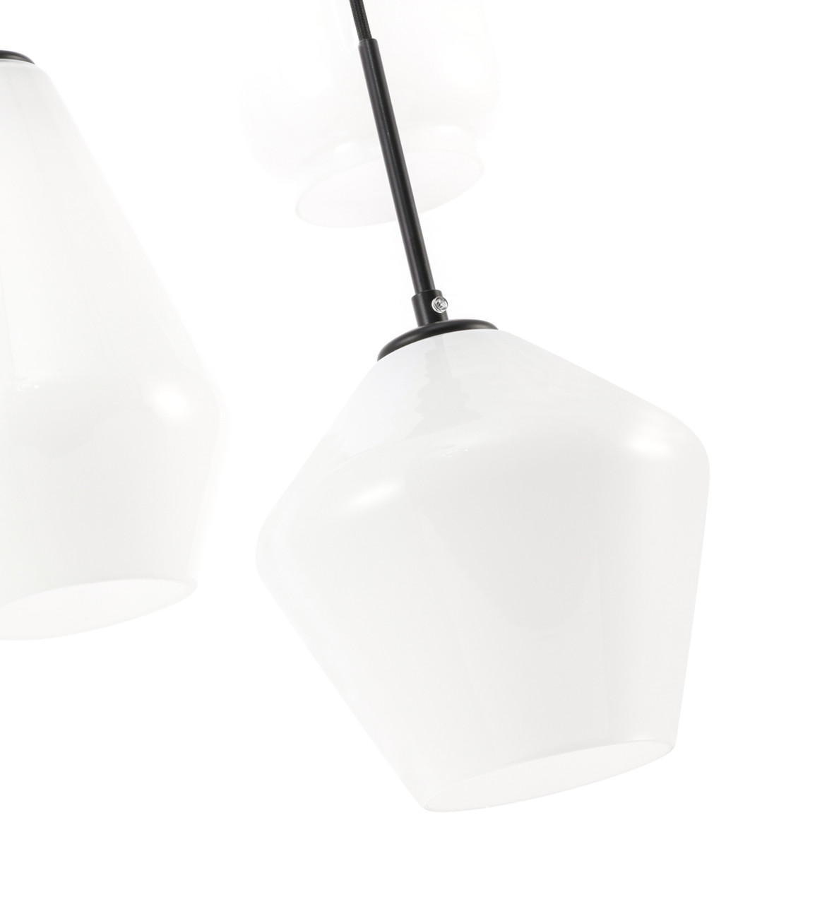 Living District LD2269BK Gene 3 light Black and Frosted white glass pendant