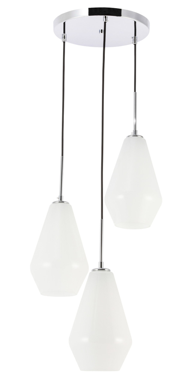 Living District LD2263C Gene 3 light Chrome and Frosted white glass pendant
