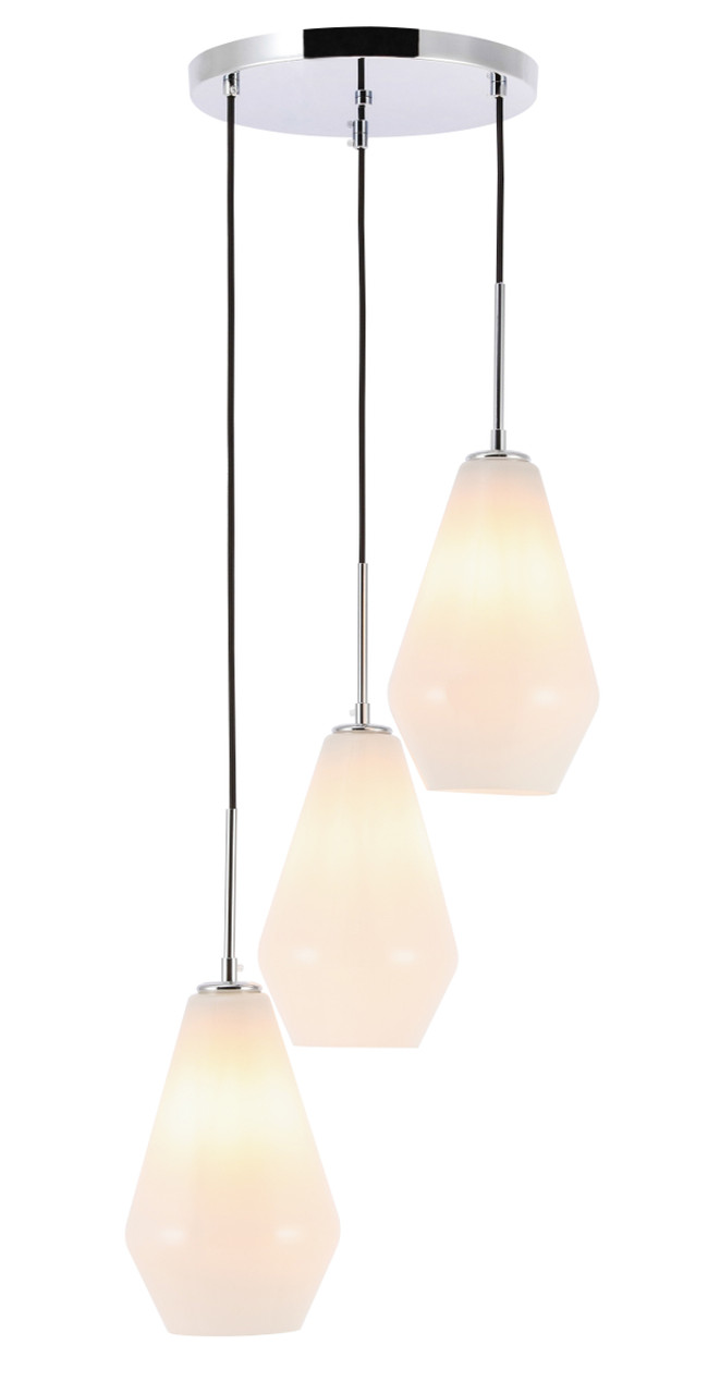 Living District LD2263C Gene 3 light Chrome and Frosted white glass pendant