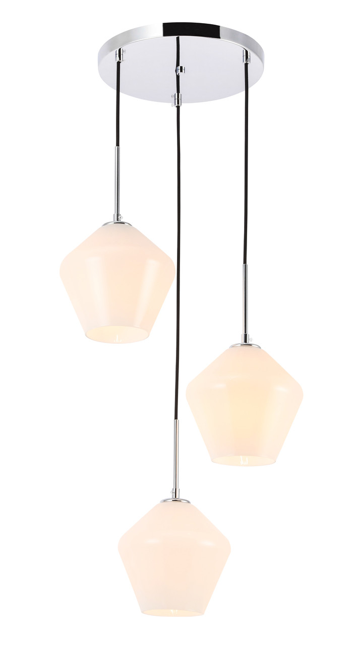 Living District LD2259C Gene 3 light Chrome and Frosted white glass pendant