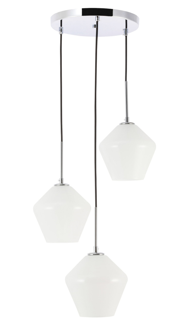 Living District LD2259C Gene 3 light Chrome and Frosted white glass pendant