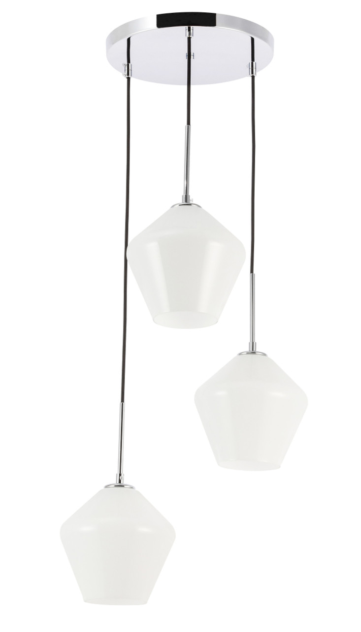 Living District LD2259C Gene 3 light Chrome and Frosted white glass pendant