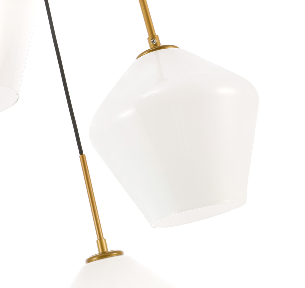 Living District LD2259BR Gene 3 light Brass and Frosted white glass pendant