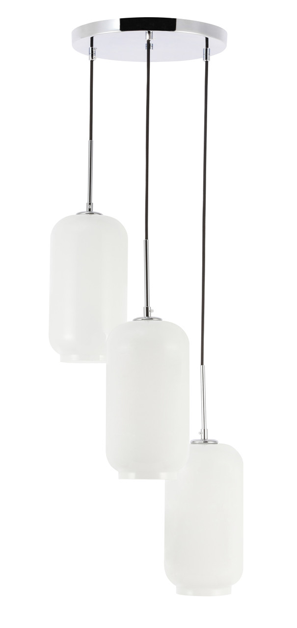 Living District LD2279C Collier 3 light Chrome and Frosted white glass pendant