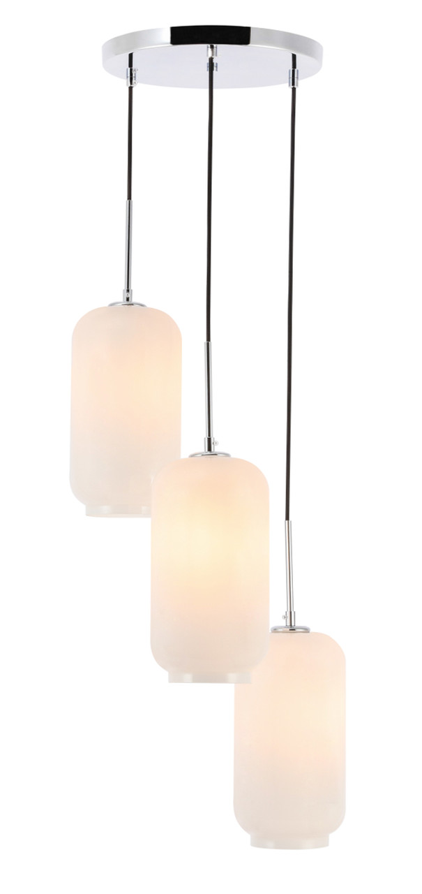 Living District LD2279C Collier 3 light Chrome and Frosted white glass pendant