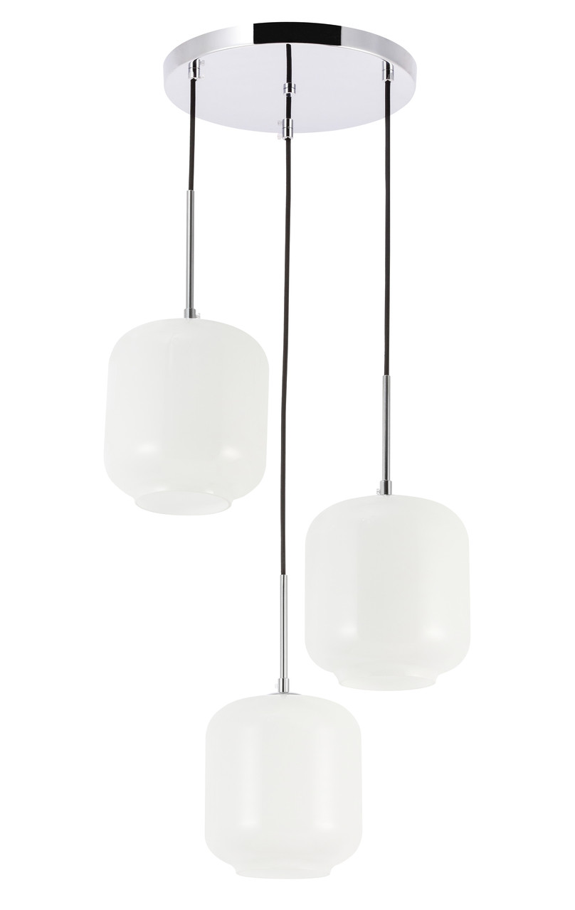 Living District LD2275C Collier 3 light Chrome and Frosted white glass pendant