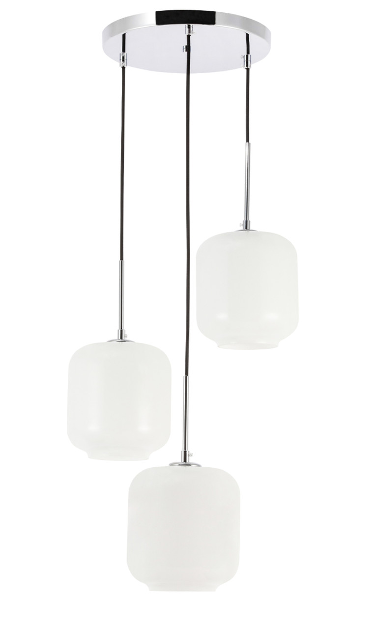 Living District LD2275C Collier 3 light Chrome and Frosted white glass pendant