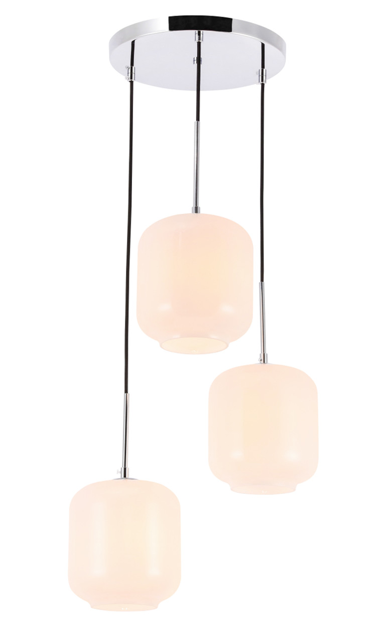 Living District LD2275C Collier 3 light Chrome and Frosted white glass pendant