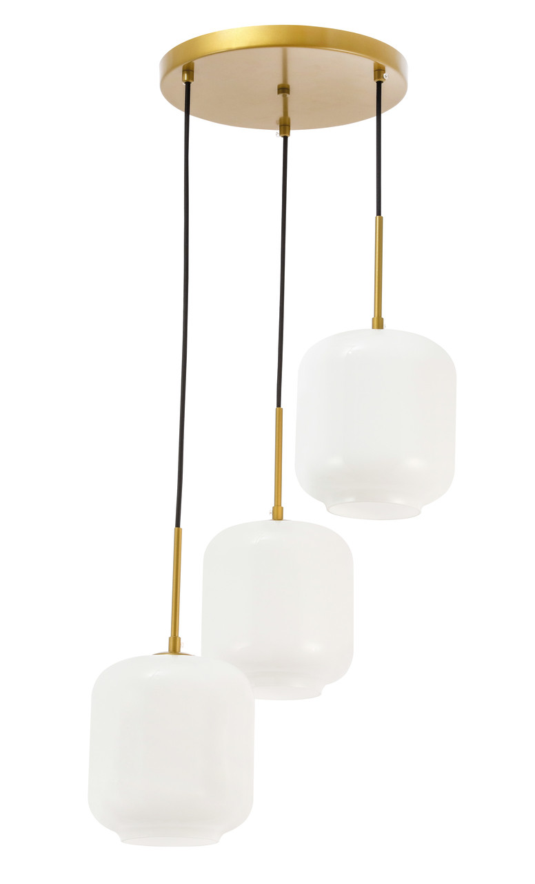 Living District LD2275BR Collier 3 light Brass and Frosted white glass pendant