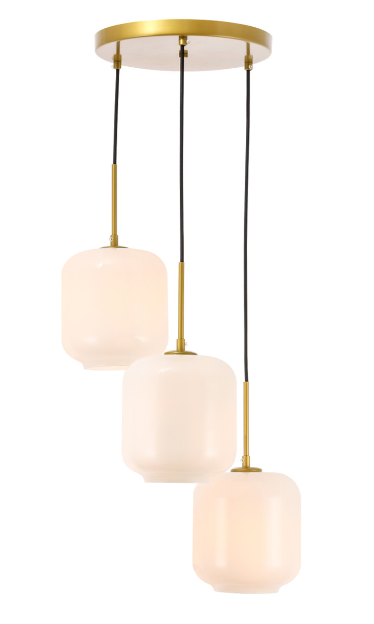 Living District LD2275BR Collier 3 light Brass and Frosted white glass pendant