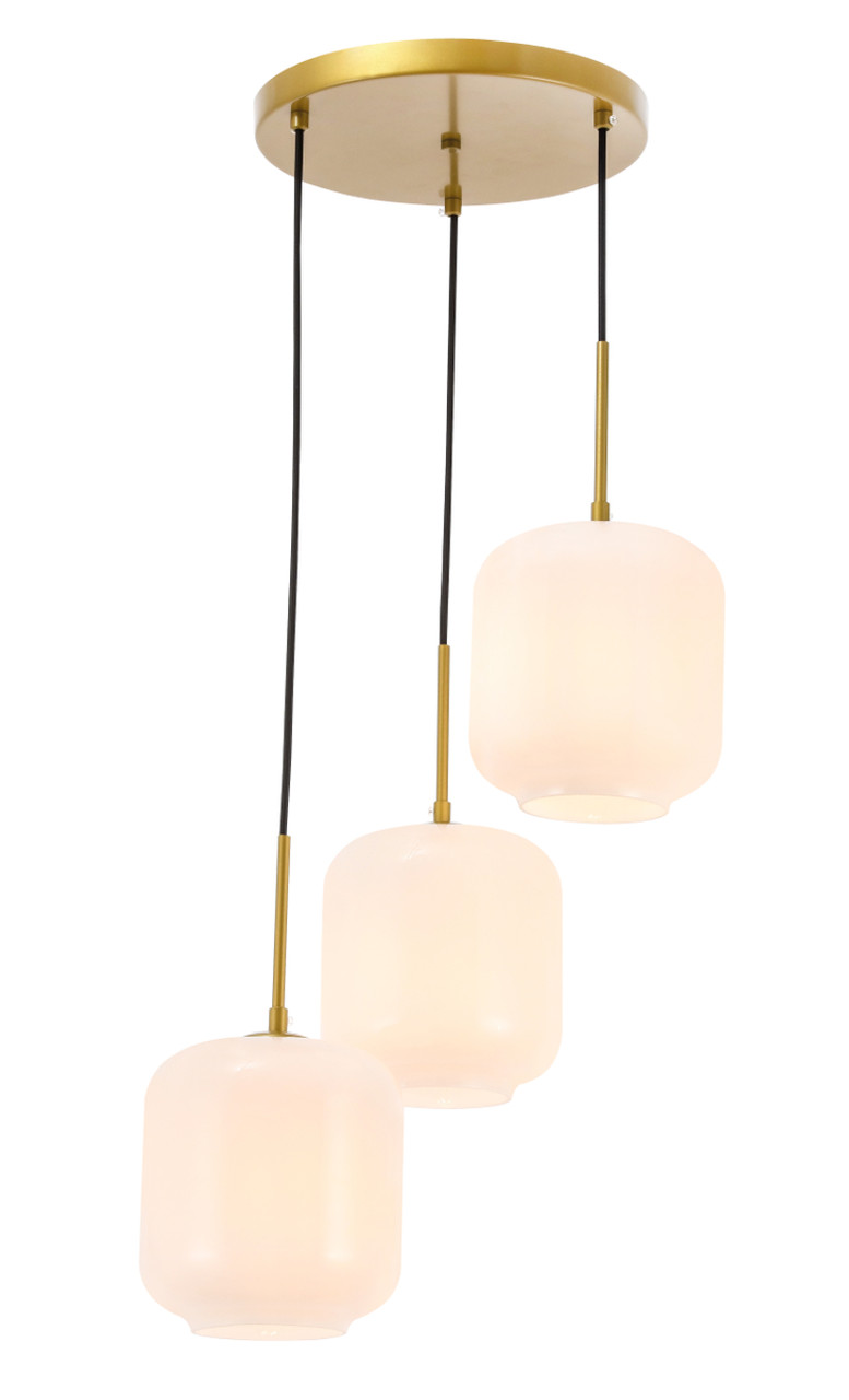 Living District LD2275BR Collier 3 light Brass and Frosted white glass pendant