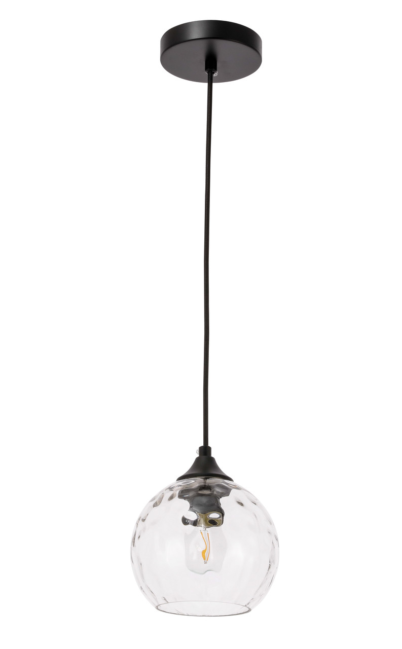 Living District LD2280 Cashel 1 light Black and Clear glass pendant