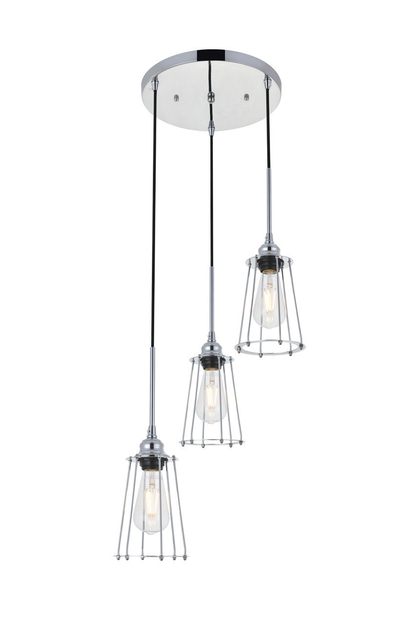 Living District LD4047D16C Auspice 3 light chrome Pendant