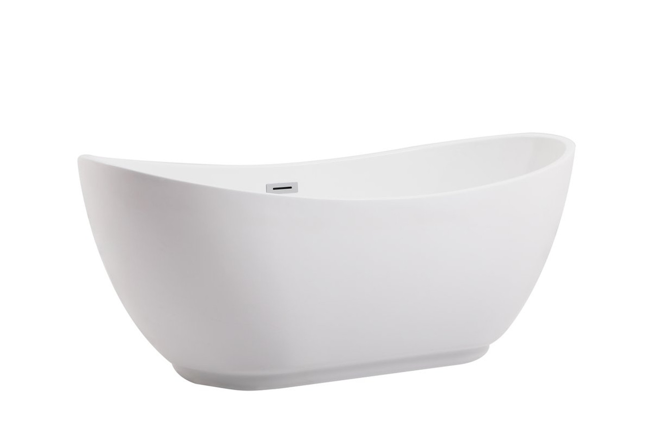 Elegant Decor BT10362GW Ines 62 inch soaking bathtub in glossy white