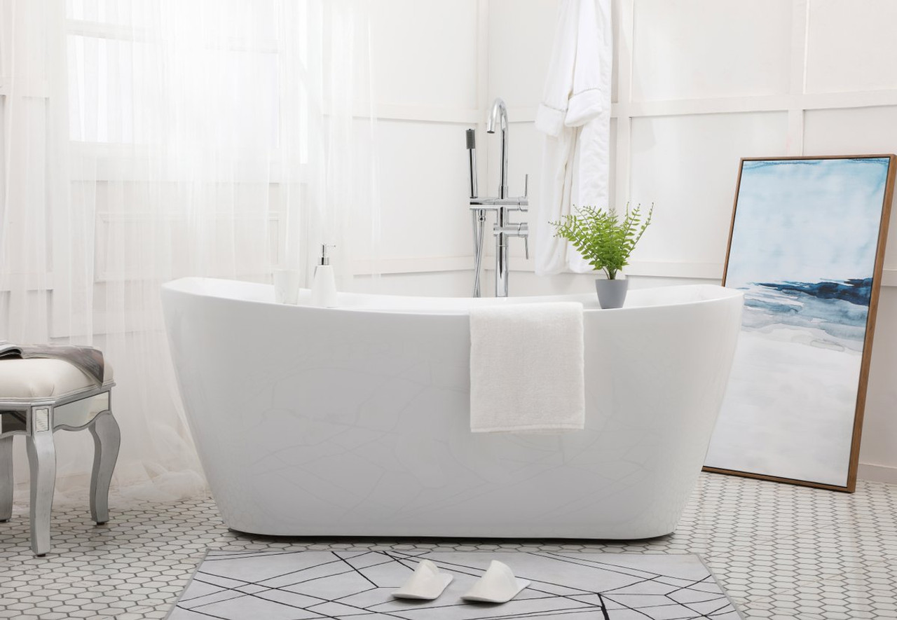 Elegant Decor BT10459GW Harrieta 59 inch soaking bathtub in glossy white