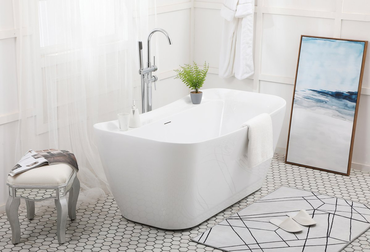 Elegant Decor BT10459GW Harrieta 59 inch soaking bathtub in glossy white