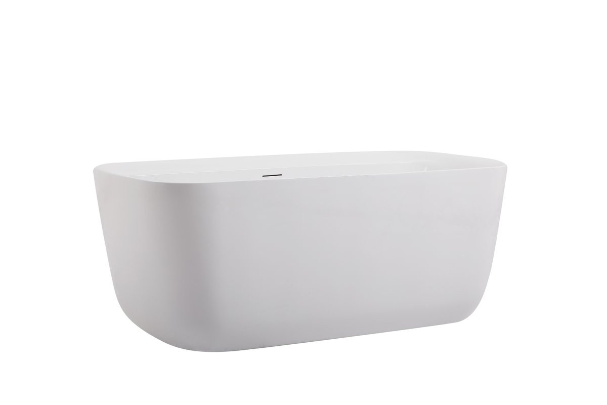 Elegant Decor BT10559GW Calum 59 inch soaking bathtub in glossy white