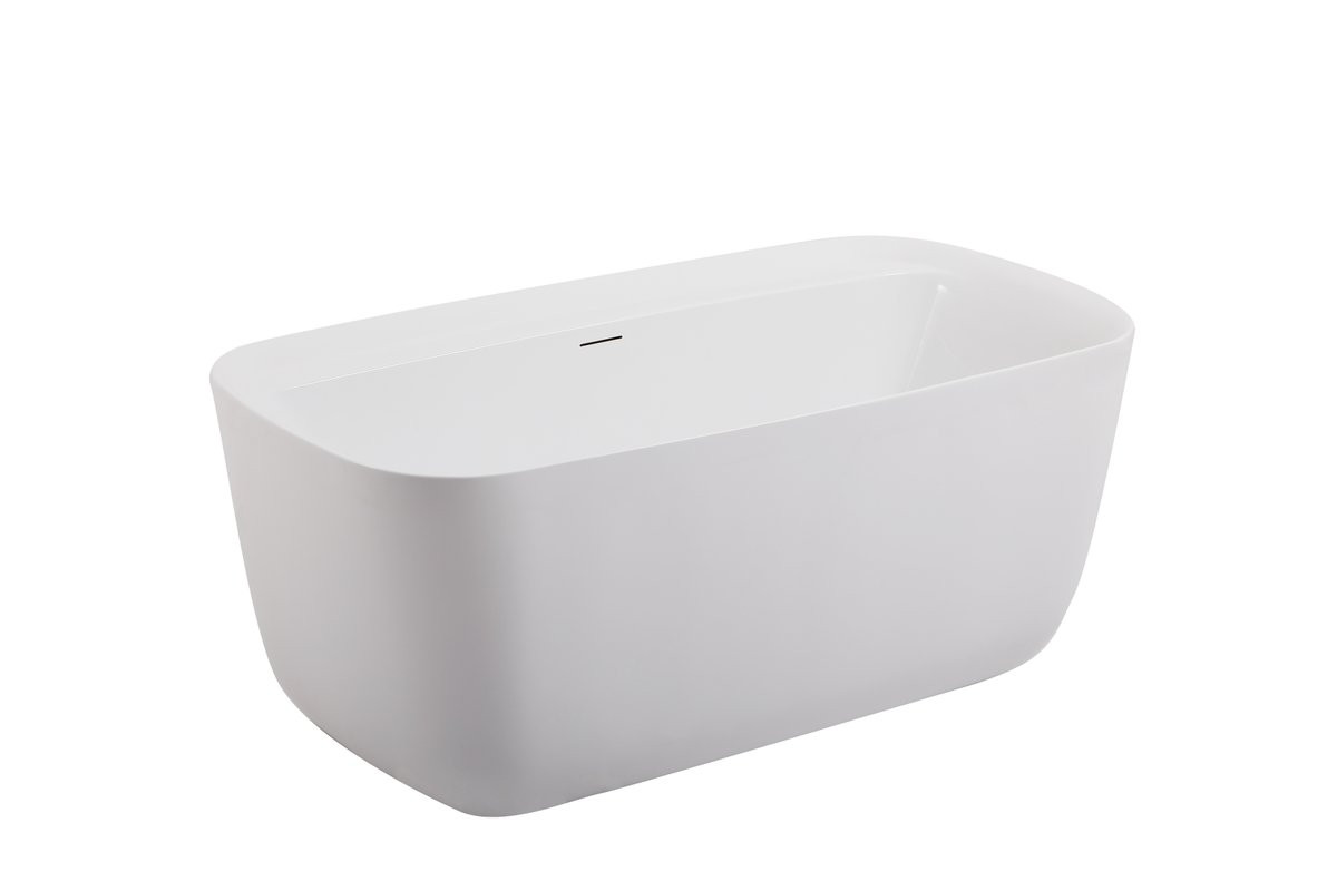 Elegant Decor BT10559GW Calum 59 inch soaking bathtub in glossy white