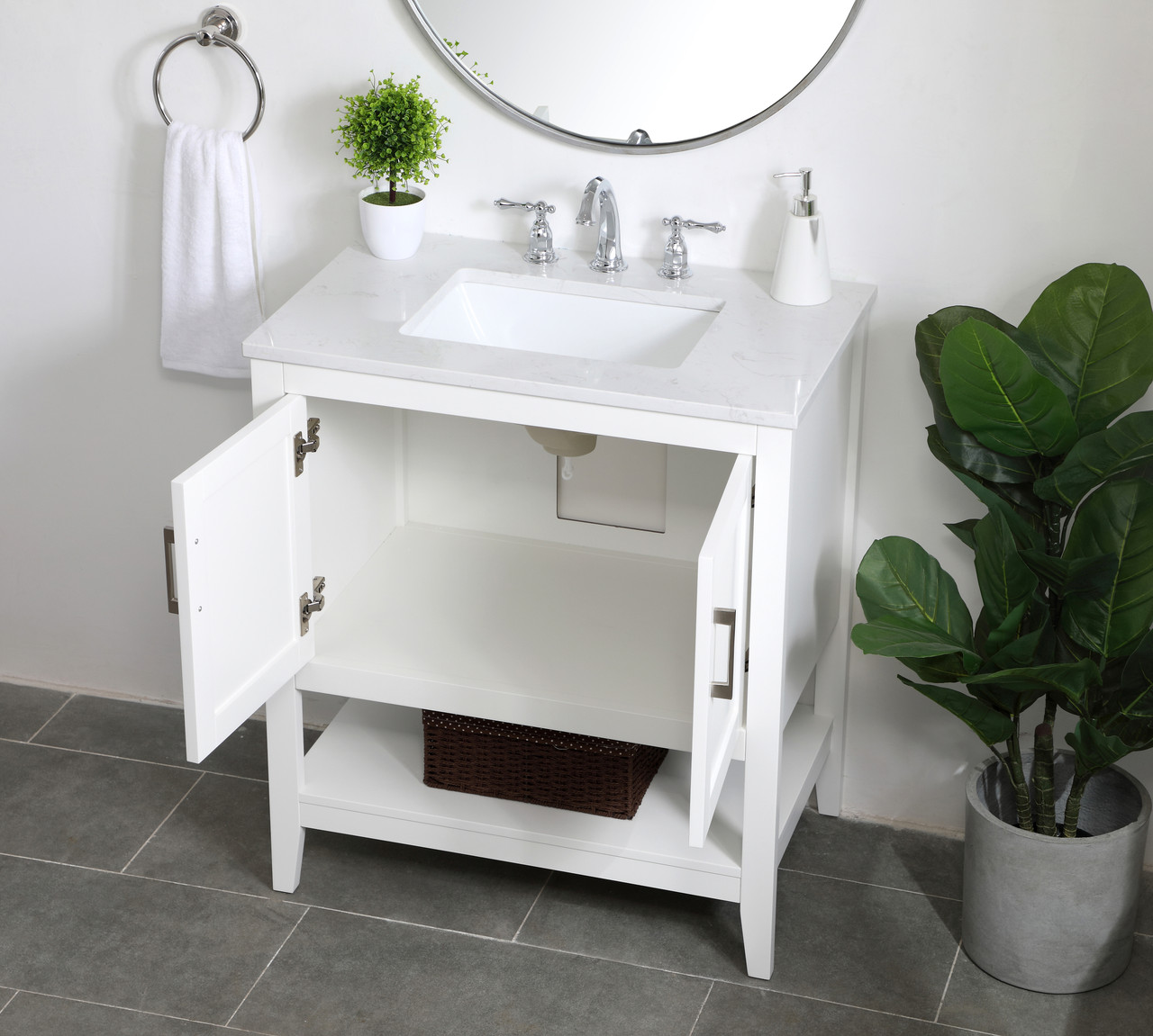 Elegant Decor VF16030WH Aubrey 30 inch Single Bathroom Vanity in White