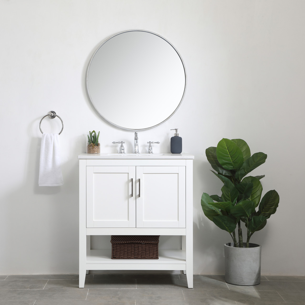 Elegant Decor VF16030WH Aubrey 30 inch Single Bathroom Vanity in White
