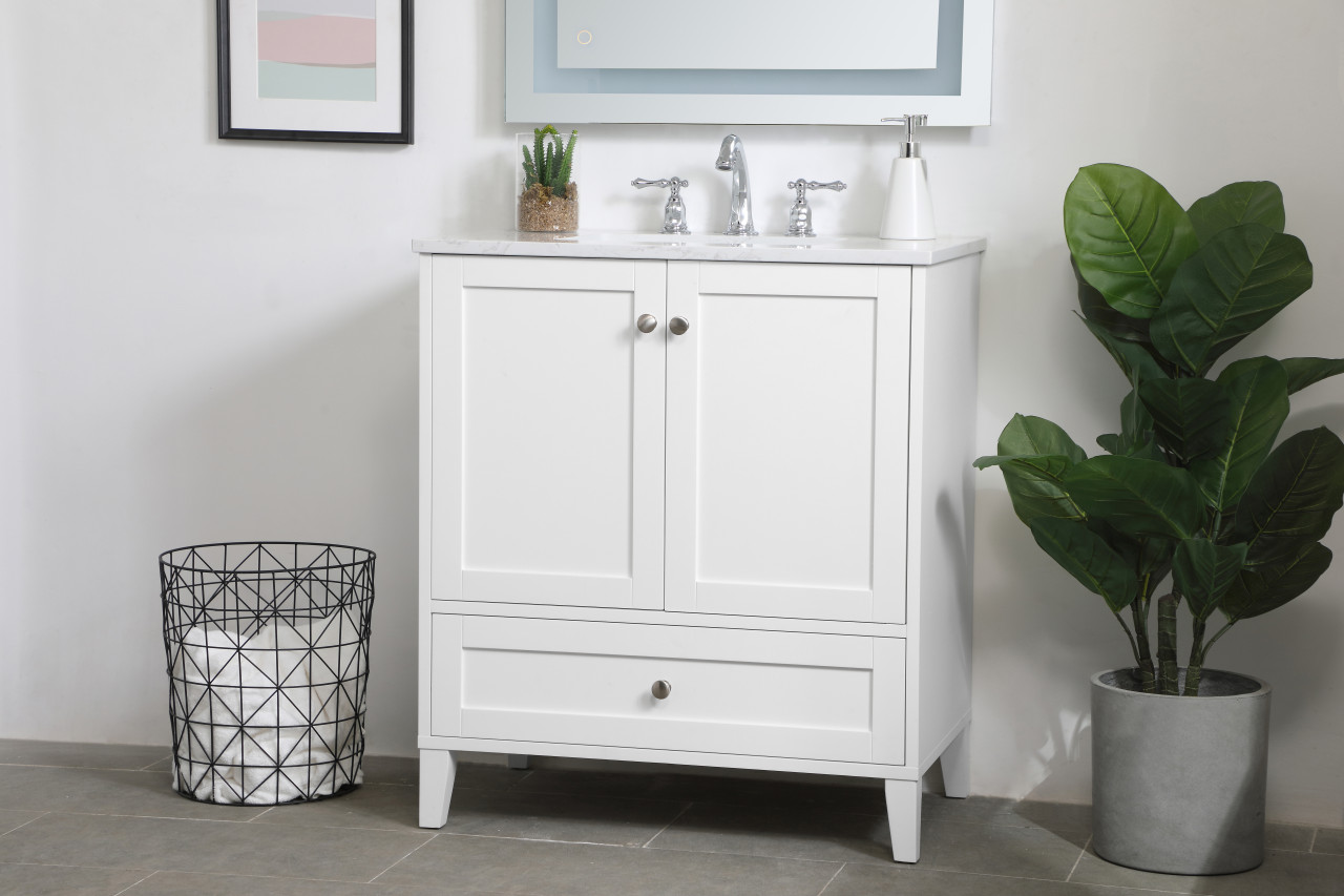 Elegant Decor VF18030WH Sommerville 30 inch Single Bathroom Vanity in White