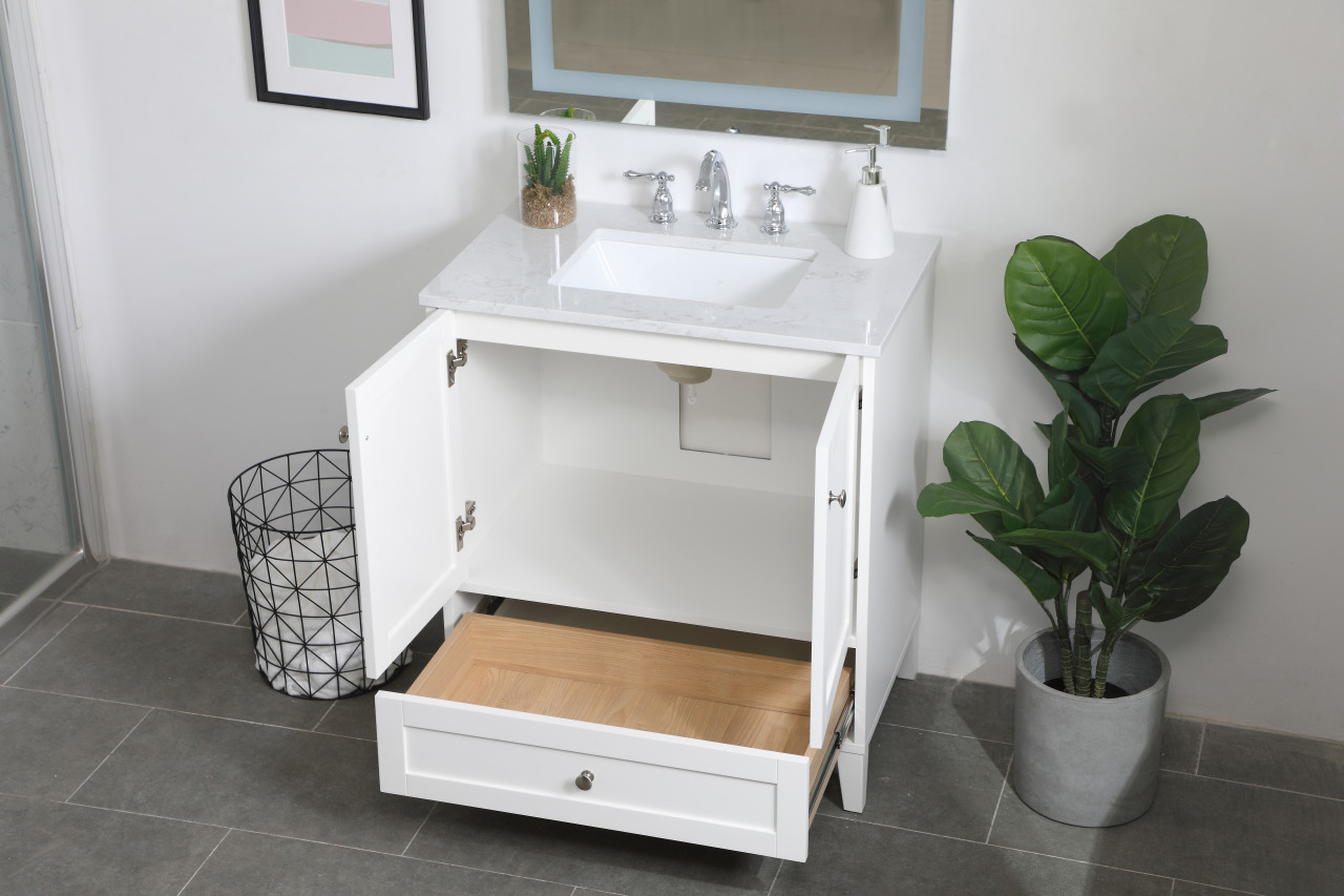Elegant Decor VF18030WH Sommerville 30 inch Single Bathroom Vanity in White