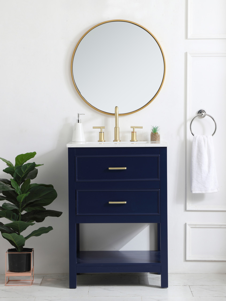 Elegant Decor VF19024BL Sinclaire 24 inch Single Bathroom Vanity in Blue