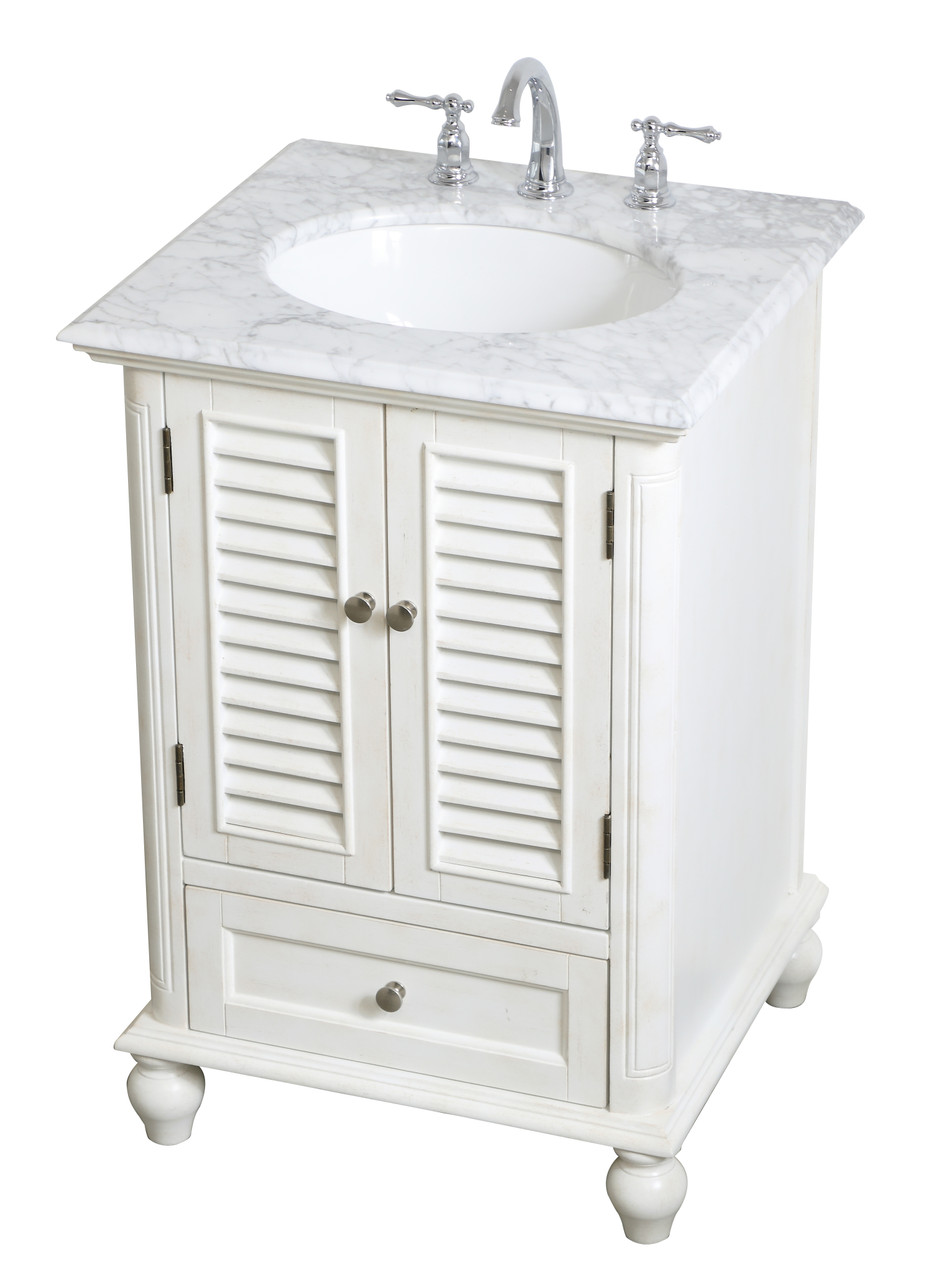 Elegant Decor VF30524AW Rhodes 24 inch Single Bathroom Vanity in Antique White
