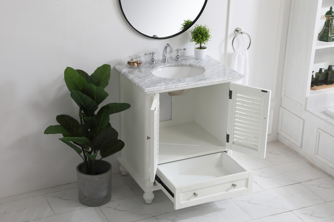 Elegant Decor VF30530AW Rhodes 30 inch Single Bathroom Vanity in Antique White