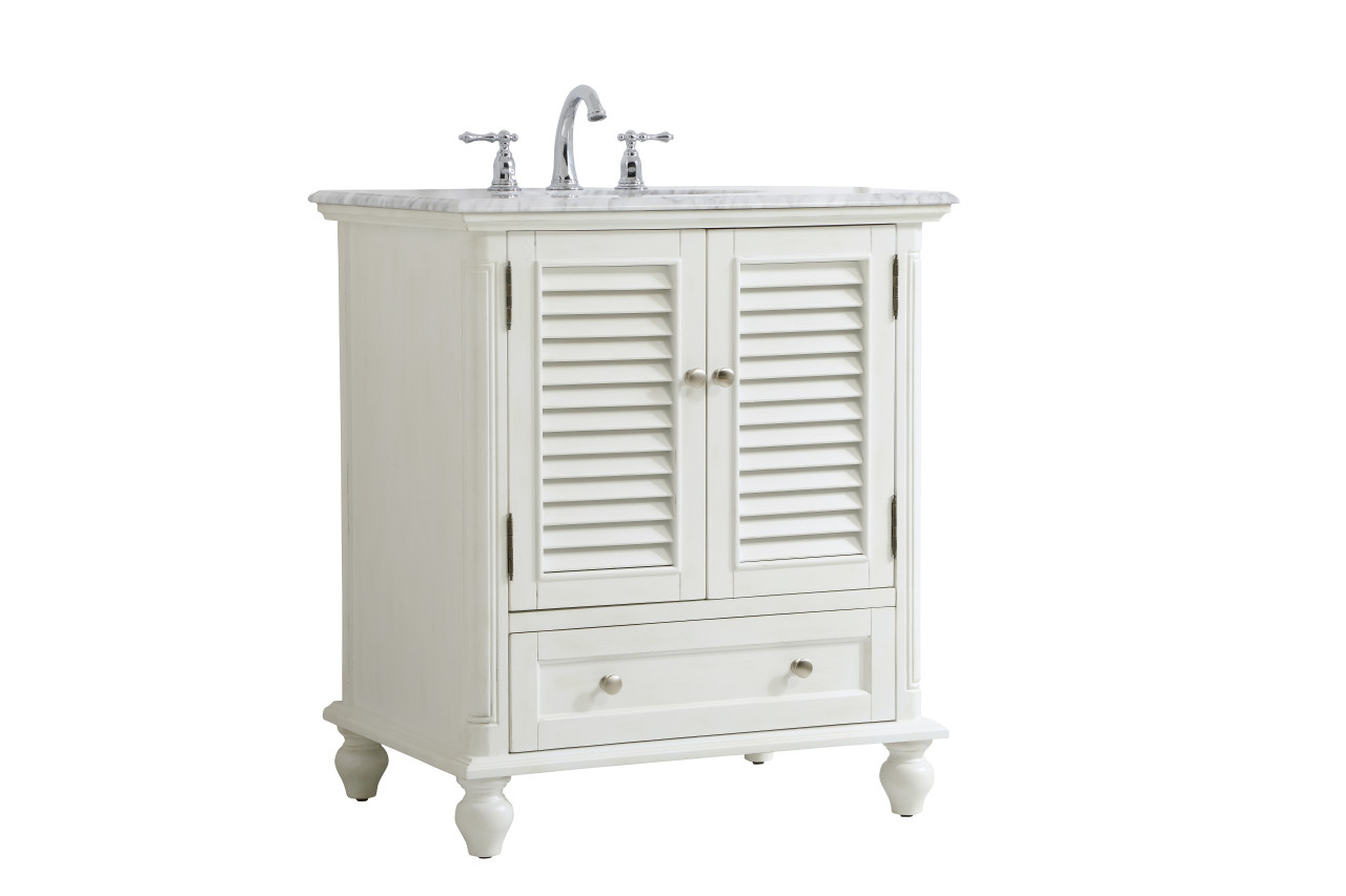 Elegant Decor VF30530AW Rhodes 30 inch Single Bathroom Vanity in Antique White