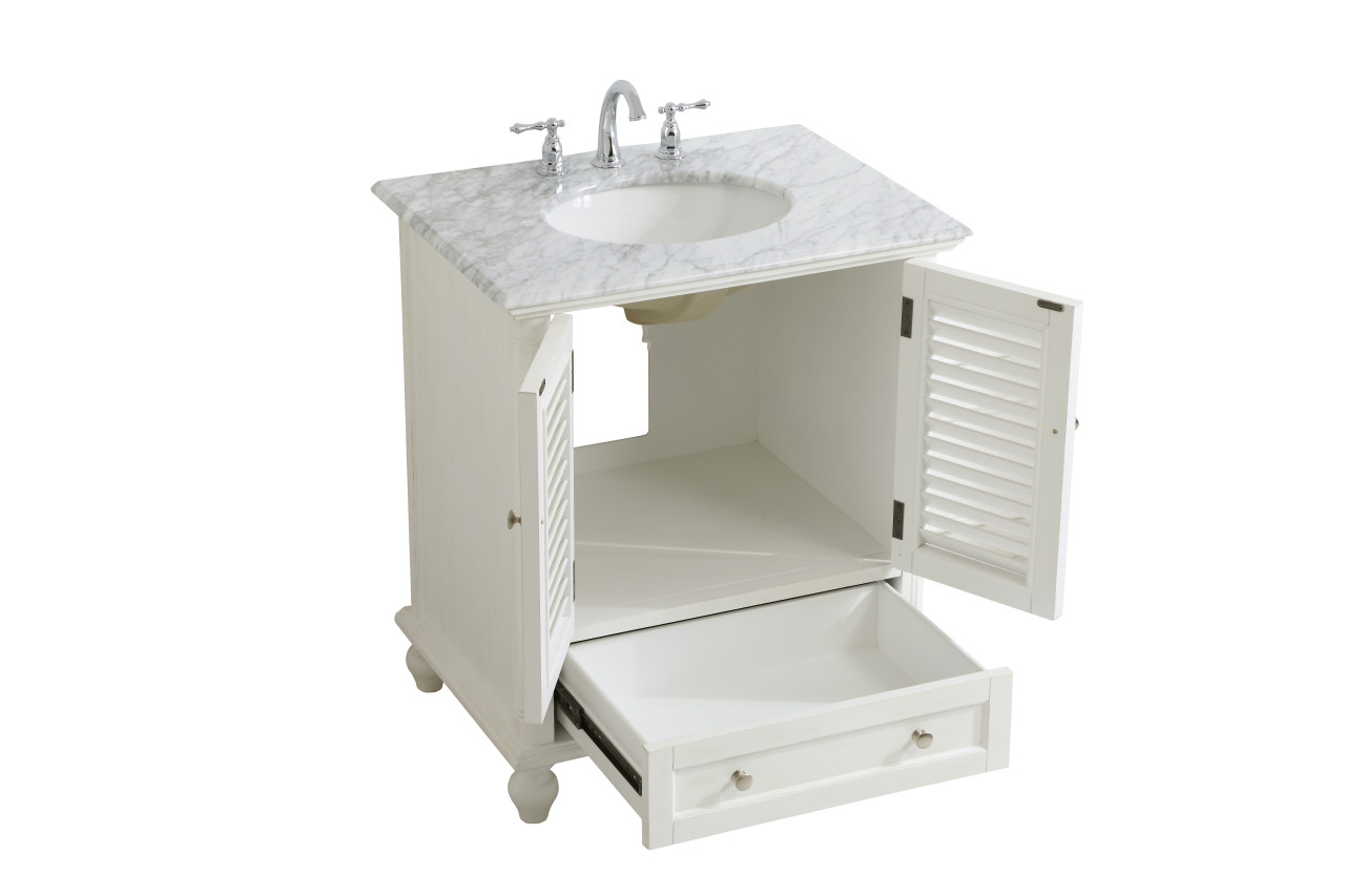 Elegant Decor VF30530AW Rhodes 30 inch Single Bathroom Vanity in Antique White