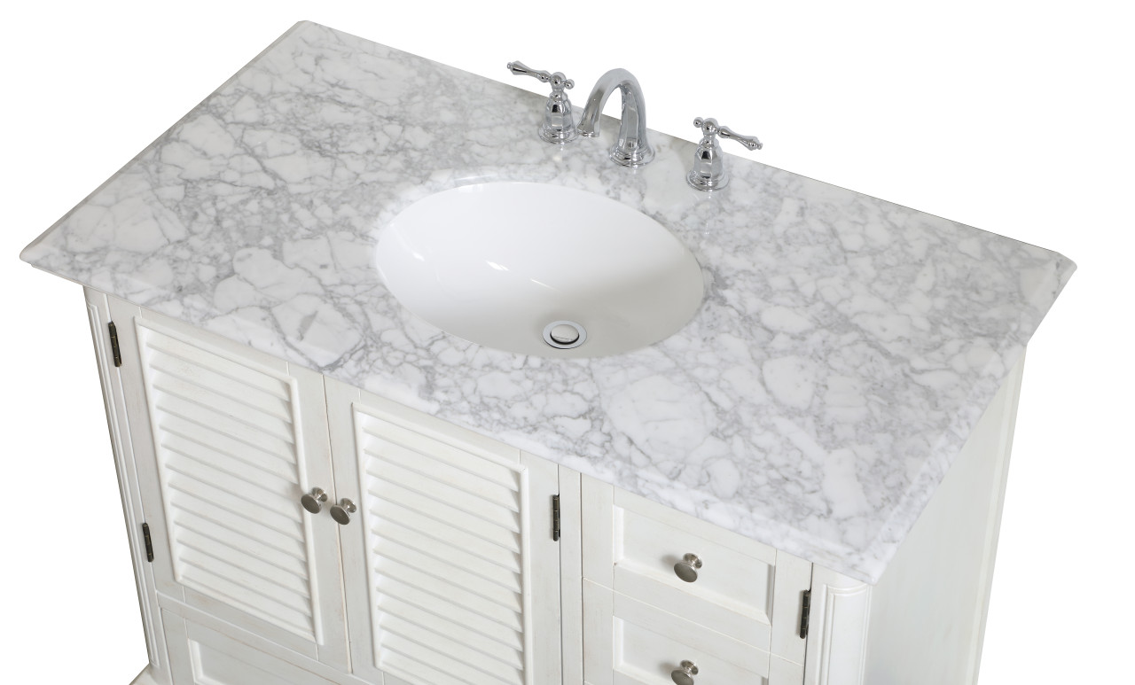 Elegant Decor VF30542AW Rhodes 42 inch Single Bathroom Vanity in Antique White