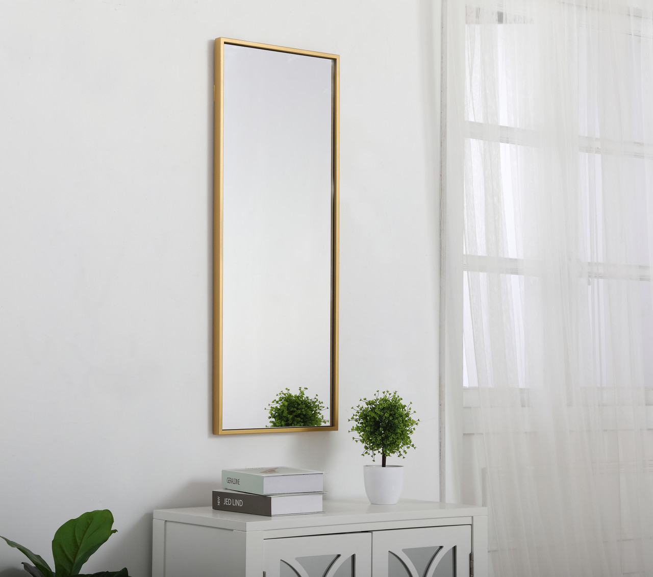 Elegant Decor MR41436BR Eternity Metal frame rectangle mirror 14 inch in Brass