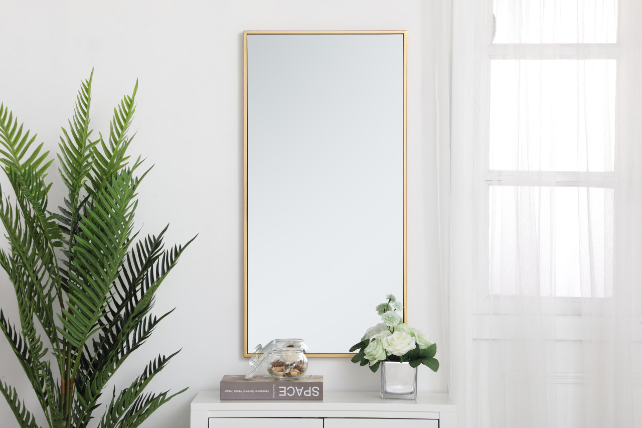 Elegant Decor MR41836BR Eternity Metal frame rectangle mirror 18 inch in Brass