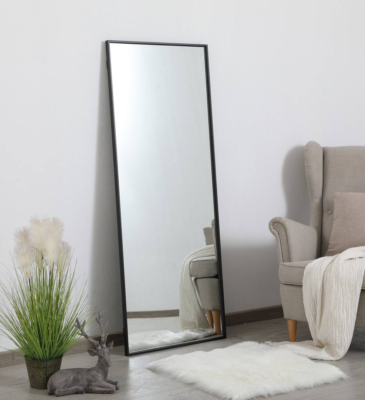 Elegant Decor MR42460BK Eternity Metal frame rectangle mirror 24 inch in Black
