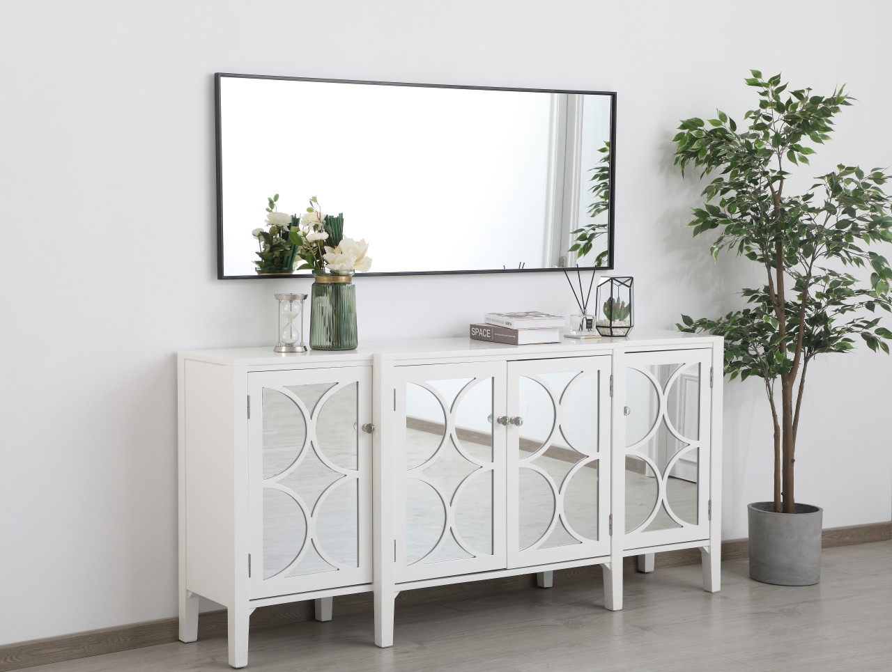 Elegant Decor MR42460BK Eternity Metal frame rectangle mirror 24 inch in Black