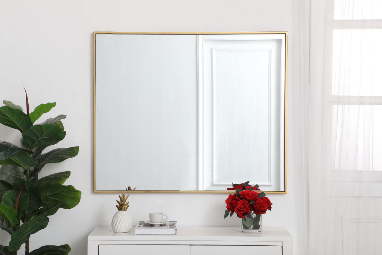 Elegant Decor MR43036BR Eternity Metal frame rectangle mirror 30 inch in Brass