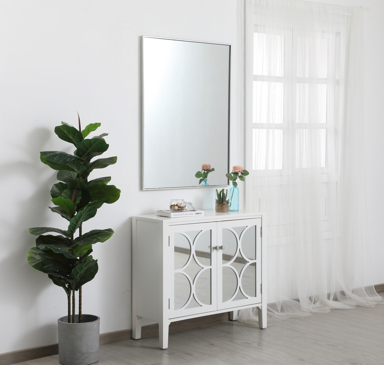 Elegant Decor MR43040S Eternity Metal frame rectangle mirror 30 inch in Sliver
