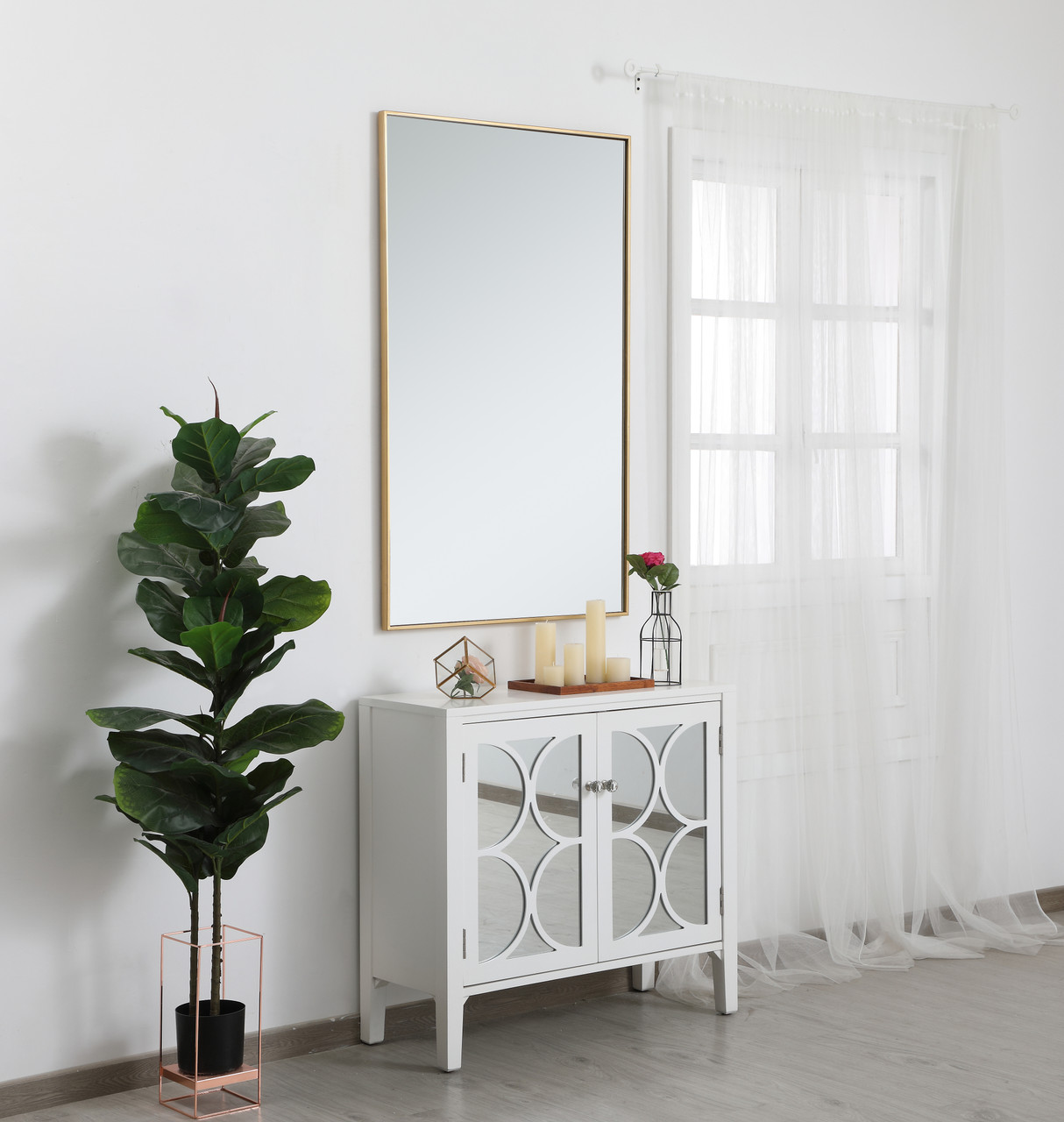 Elegant Decor MR43048BR Eternity Metal frame rectangle mirror 30 inch in Brass