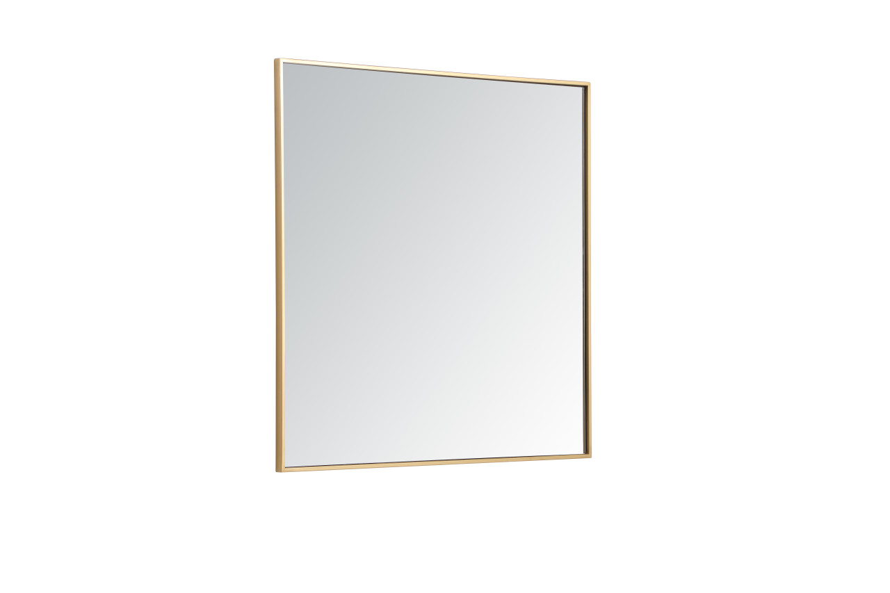 Elegant Decor MR43636BR Eternity Metal frame square mirror 36 inch in Brass
