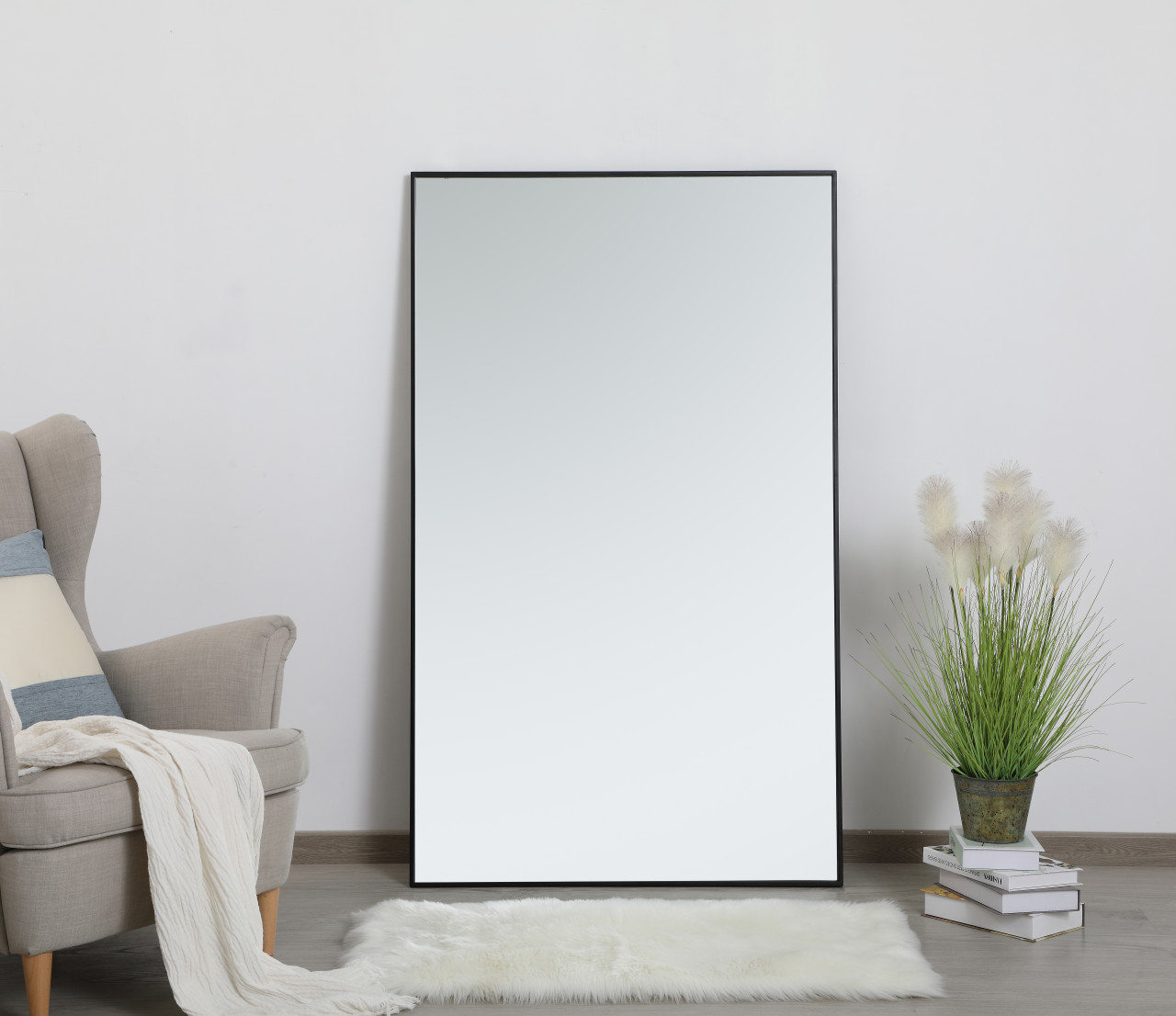 Elegant Decor MR43660BK Eternity Metal frame rectangle mirror 36 inch in Black