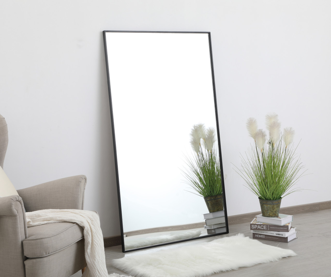 Elegant Decor MR43660BK Eternity Metal frame rectangle mirror 36 inch in Black