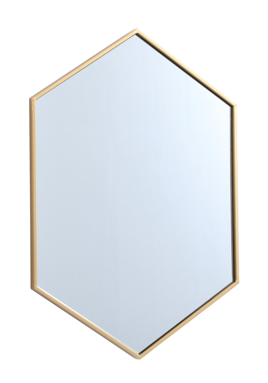 Elegant Decor MR4424BR Eternity Metal frame hexagon mirror 24 inch in Brass