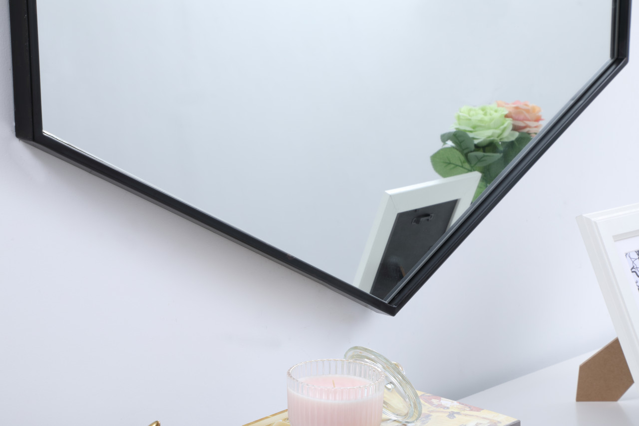 Elegant Decor MR4538BK Eternity Metal frame hexagon mirror 38 inch in Black